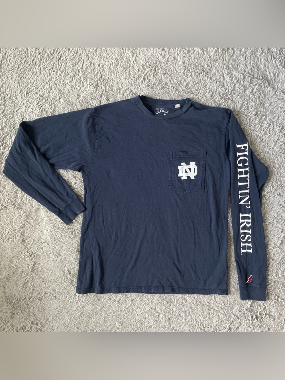 Original League Men's Size Small Long Sleeve Notre Dame T-Shirt Fightin’ Irish